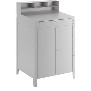 CERTEO Stehpult mit Sortierfächern - mit Flügeltürschrank inkl. 1 Fachboden - lichtgrau