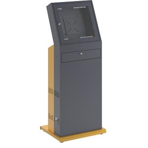 Pc-terminal, h x b x d = 1600 x 650 x 600 mm, leigrijs / meloengeel