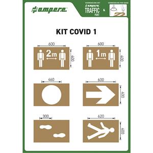 a.m.p.e.r.e Sjablonenset, COVID - set sjablonen voor veiligheidsafstanden, 6 sjablonen, karton