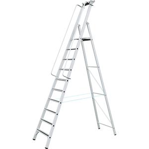 ZARGES Aluminium bokladder met groot platform, met twee handgrepen, 10 treden