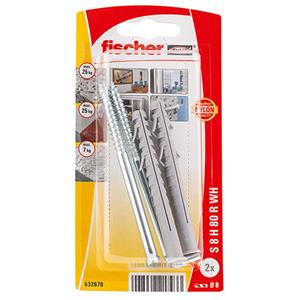 Fischer constructieplug S 8 H 80 R WH met beugel 2st.