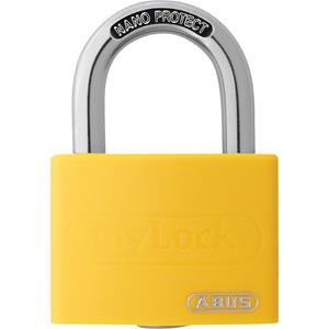 Abus Zylindervorhangschloss T65AL/40 gelb Lock-Tag Schlossk.-B.43mm Alu.versch.-schl.