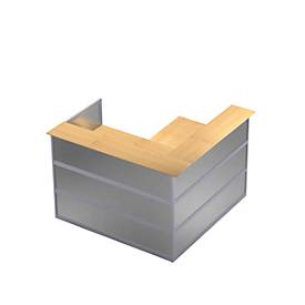 Hoekbalie Tool, B 1500 x D 1500 x H 1100 mm, antraciet/MDF zilver