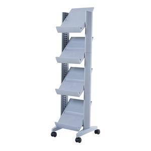 Prospectusstandaard van polystyreen, voor 4 x A4, aluminiumkleurig/aluminiumkleurig