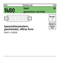 Diverse Spannschlossmutter DIN 1480 offen SP M 24 / 255 Stahl galvanisch verzinkt