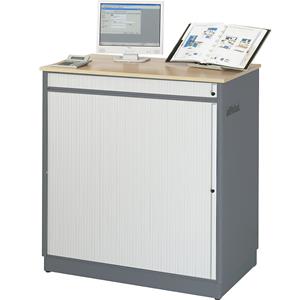 RAU Computerwerkplek, h x b x d = 1100 x 1030 x 660 mm, antraciet metallic / gentiaanblauw