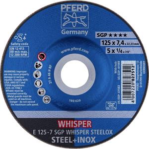 PFERD 62212848 E 125-7 SGP WHISPER STEELOX Afbraamschijf gebogen 125 mm 22.23 mm 10 stuk(s)