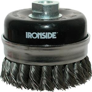 ironside Topfbürste Stahl Ø 65 mm, für Winkelschleifer, gezopfter Draht, mit Gewindeanschluss M14, Drahtstärke 0,50 mm