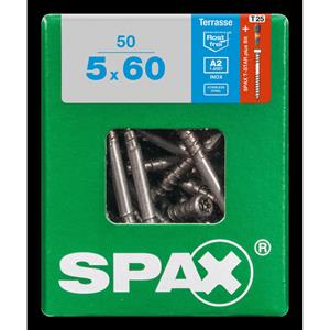 Spax - Terrassenschraube, 5 x 60 mm, 50 Stück, Fixiergewinde, Zylinderkopf, t-star plus T25, CUT-Spitze - 4507000500607