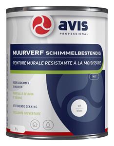 Avis permoglaze muurverf as wit 1 ltr