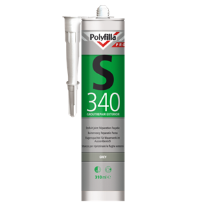 Polyfilla Pro s340 buitenvoeg reparatie pasta zilvergrijs 310 ml