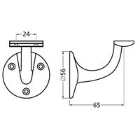 Hermeta Leuninghouder, alu/naturel 3502-01 65 vlak