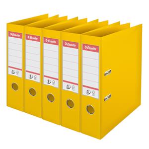 Esselte 5 st Hefboommappen met hendel 75 mm geel