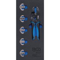 BGS TECHNIC Werkstattwageneinlage 1/3: Crimpzangen-Satz mit 5 Paar Pressbacken &VerticalLine; 6-tlg. - 