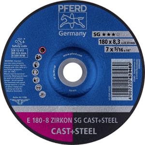 PFERD 62217837 E 180-8 ZIRKON SG CAST+STEEL Schruppscheibe gekröpft 180mm 22.23mm 10St.