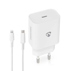 Nedis Netzladegerät 20 W Schnellladefunktion 1.67 A 2.22 - Anzahl der Ausgänge: 1, USB-C™, Lightning 8-Pin (Lose) Kabel, Automatische Spannungswahl