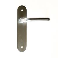 D4E Deurkrukgarnituur aluminium op schild 45x210mm, D-model F1 afgerond model blind