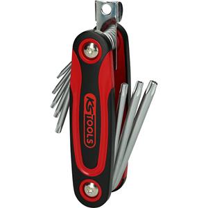 kstools KS Tools Hoekstiftsleutel in inklapbare houder, Torx met boring aan de kopzijde, 8 delen