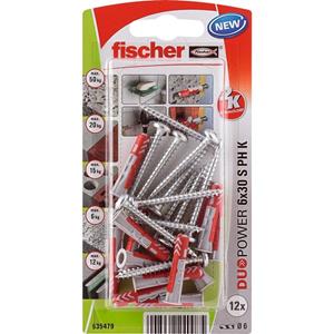 Fischer plug Duopower met bolkopschroef 6x30mm (Per 12 stuks)