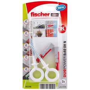 Fischer plug Duopower met ooghaak Wit 8x40mm (Per 2 stuks)