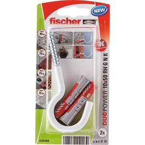 Fischer plug Duopower met ronde haak wit 10x50mm (Per 2 stuks)