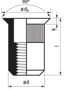 Masterfix Blindklinkmoer M8x18,5mm - staal (verzinkt) - verzonken kop (Per 250 stuks)