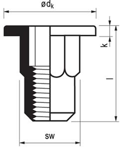 Blindklinkmoer M4x13mm - staal (verzinkt) - cilinderkop (Per 250 stuks)