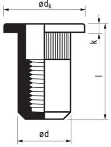Masterfix Blindklinkmoer M5x18,5mm - staal - cilinderkop (Per 250 stuks)
