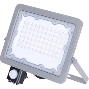 BES LED LED Bouwlamp met Sensor - Aigi Zuino - 50 Watt - Natuurlijk Wit 4000K - Waterdicht IP65 - Kantelbaar - Mat Grijs - Aluminium