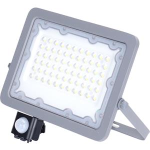 BES LED LED Bouwlamp met Sensor - Aigi Zuino - 50 Watt - Helder/Koud Wit 6500K - Waterdicht IP65 - Kantelbaar - Mat Grijs - Aluminium