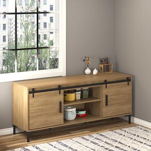 HOMCOM schuifdeursysteem looprail schuifdeurbeslag voor dubbele houten deuren accessoires koolstofstaal zwart 183 x 0,6 x 18 cm | Aosom Netherlands