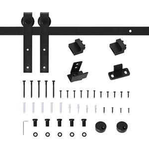 HOMCOM Schiebetürsystem Einzelschiebetür Set Stahl Schwarz 200 cm x 0,6 cm x 18 cm - schwarz