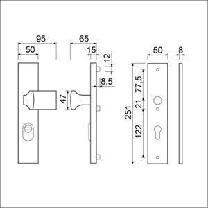 Ami Veiligheids schildgarnituur SKG - deurdikte 38/45 mm - KT 70 Buiten - PC 70 Binnen - F1 - dkr 332