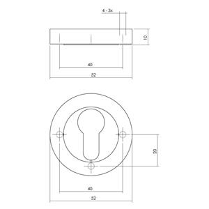 Intersteel Profielcilinder plaatje rond - schroefrozet - RVS - zwart