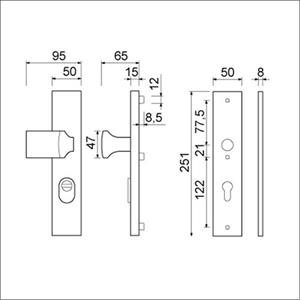 Ami Veiligheids schildgarnituur SKG - deurdikte 55/60 mm - KT 92 Buiten - PC 92 Binnen - F1 - zonder gatdeelkruk