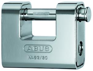 Abus Hangslot - 92 mono blok - 80mm - weerbestendig, roestvrij - messing/staal - zilver
