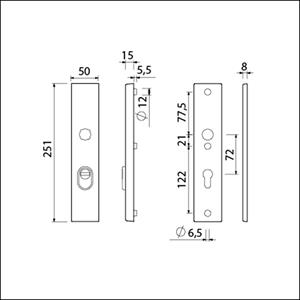 Ami Veiligheidslangschild SKG - deurdikte 53/57 mm - KT 72 - 251 x 50 mm - Zwart ral 9005 STR