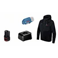 Bosch Beheizbarer Hoodie GHH 12+18V XA Professional Gr.M, Kit | mit Adapter, Akku (12V 2.0Ah) und Ladeger