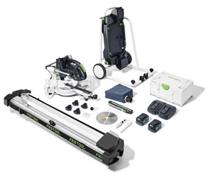 Festool Accu-Afkortzaag | KSC 60 5,2 I-UG-SET | 2x5,2 Ah + snellader | Incl onderstel en accessoires 577178