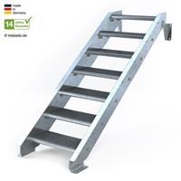 Trebado Stahltreppe 7 Stufen bis Höhe 160 cm, 60 - 120 cm [100 cm kein Geländer ST 1 (31 / 31 mm)]