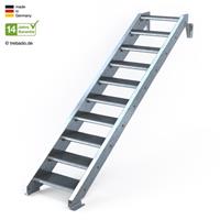 Trebado Stahltreppe 10 Stufen bis Höhe 220 cm, 60 - 120 cm [60 cm beidseitiges Geländer ST 1 (31 / 31 mm)]