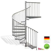 Trebado Stahltreppe Ø 220 cm, 12 Stg. Höhe 216 - 240 cm [Basistreppe]
