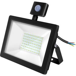 BES LED LED Bouwlamp 50 Watt met Sensor - LED Schijnwerper - Aigi Stado - Helder/Koud Wit 6400K - Waterdicht IP65 - Mat Zwart - Aluminium