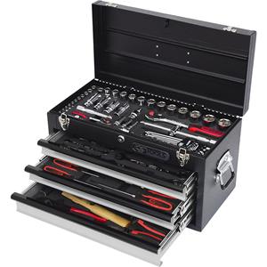 kstools KS Tools 1/4'' + 1/2'' CHROMEplus universele gereedschapsset, GEAR, 99 delen, Flank Traction