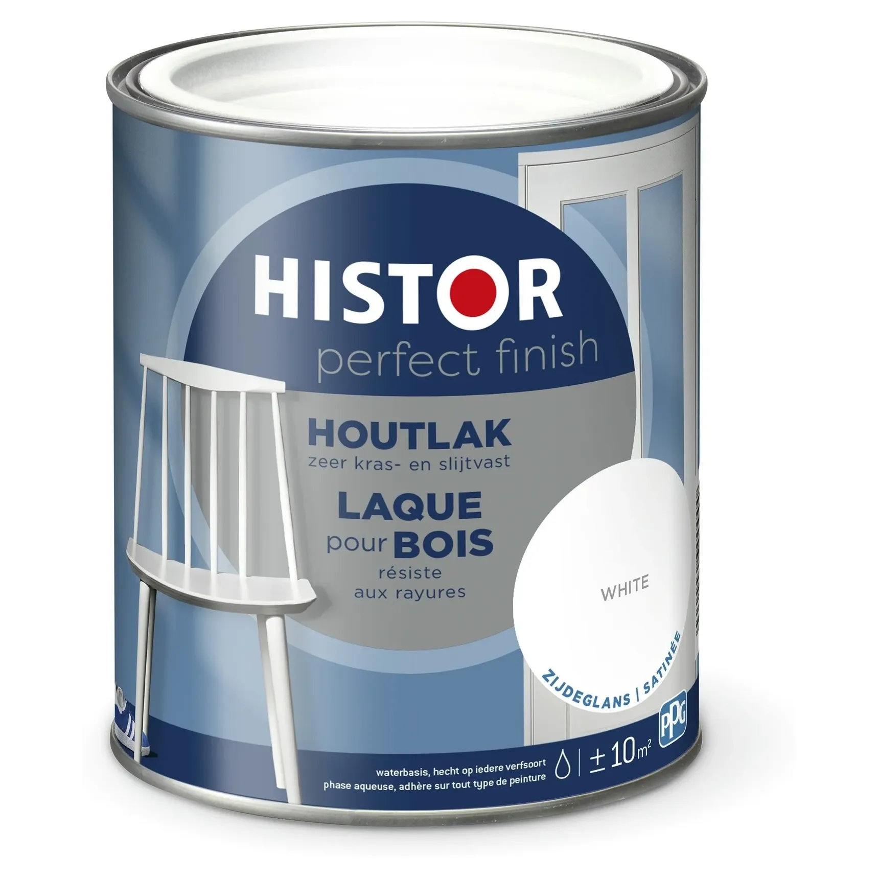 Histor perfect finish houtlak zijdeglans wit 0.25 ltr