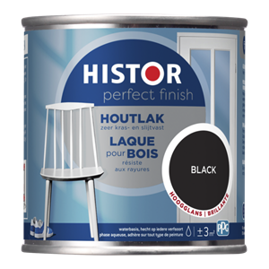 Histor perfect finish houtlak hoogglans zwart 0.25 ltr