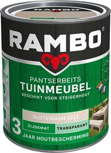 Rambo pantserbeits tuinmeubel zijdemat transparant 1211 white wash 750 ml