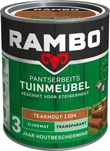 Rambo pantserbeits tuinmeubel zijdemat transparant 1204 teakhout 750 ml