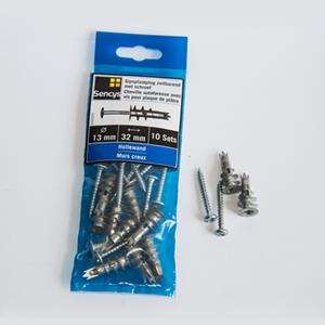 Sencys gipsplaatplug zelfborend met schroef 13 x 32mm 10 stuks