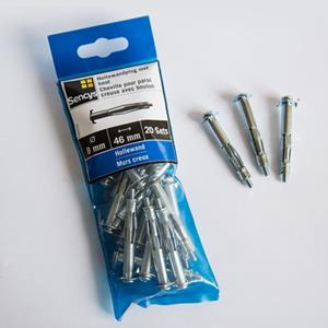 Sencys hollewandplug metaal met bout 8 x 46mm 20 stuks